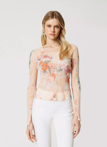 Flower printed cotton top
